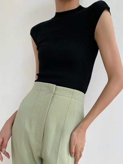 Mikeyla Cap Sleeve Knit Top-The Black Bow-