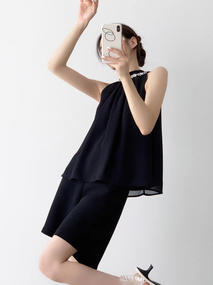 Raney Rhinestone Halter Neck Top-The Black Bow-