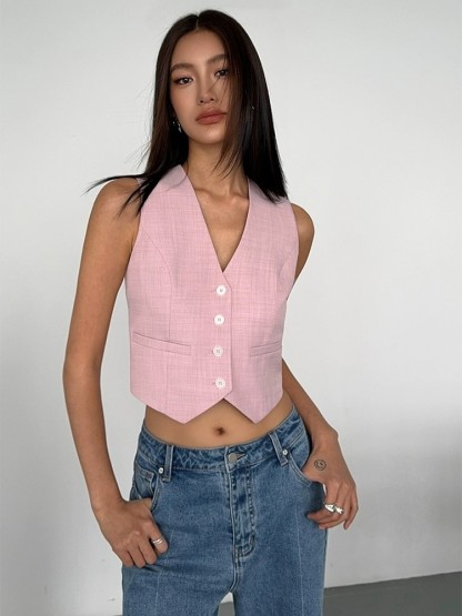 Senya Tailored Sleeveless Waistcoat-The Black Bow-