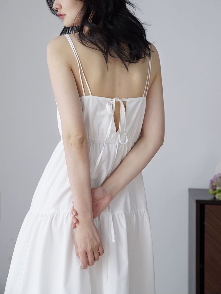 Helene Tie Back Layered Cami Dress (Discounted-S, M size)-The Black Bow-