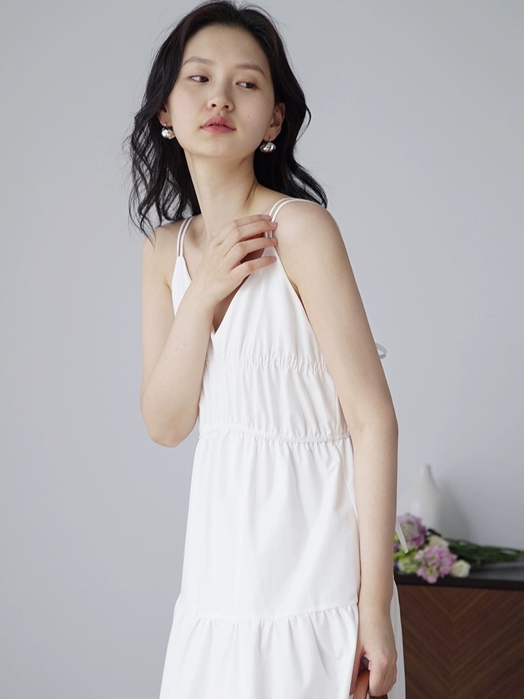 Helene Tie Back Layered Cami Dress (Discounted-S, M size)-The Black Bow-
