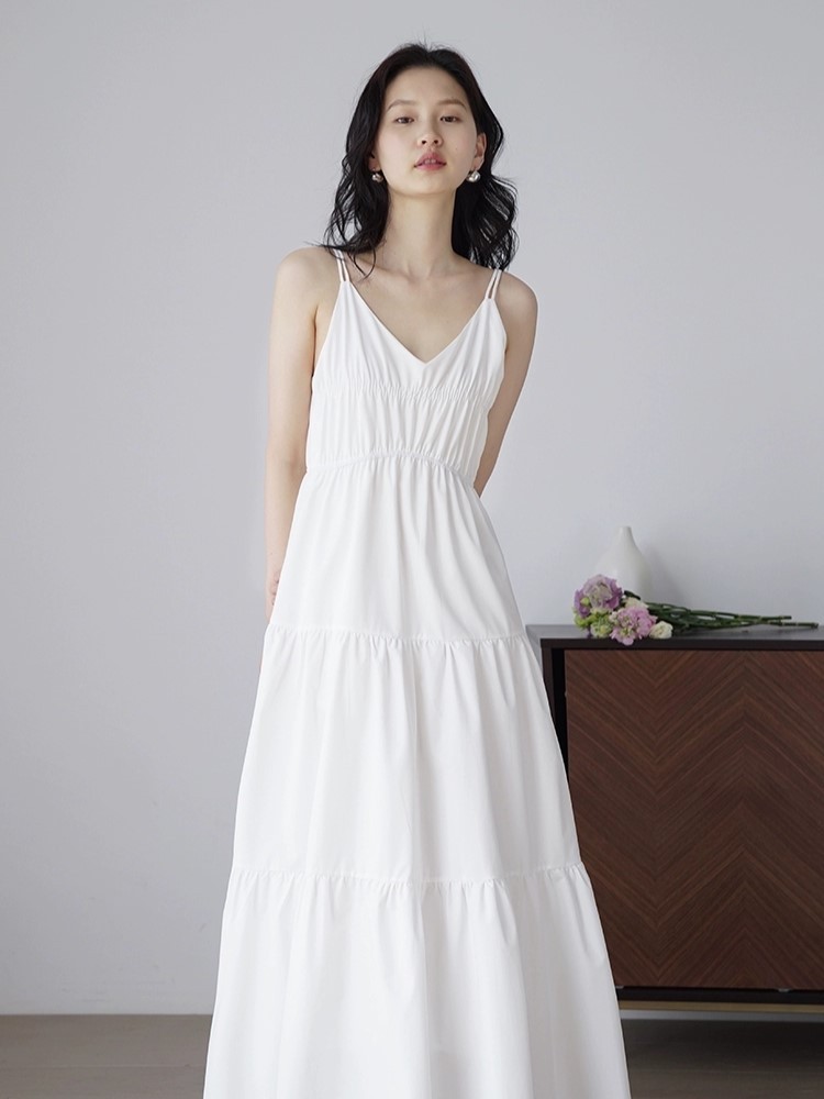 Helene Tie Back Layered Cami Dress (Discounted-S, M size)-The Black Bow-