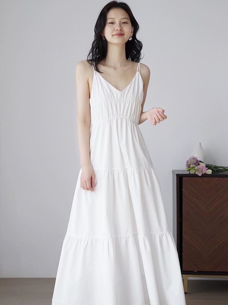 Helene Tie Back Layered Cami Dress (Discounted-S, M size)-The Black Bow-