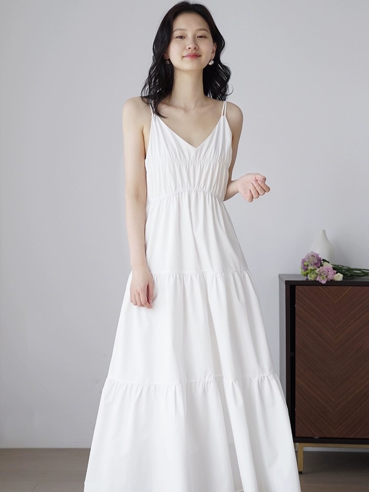 Helene Tie Back Layered Cami Dress (Discounted-S, M size)-The Black Bow-