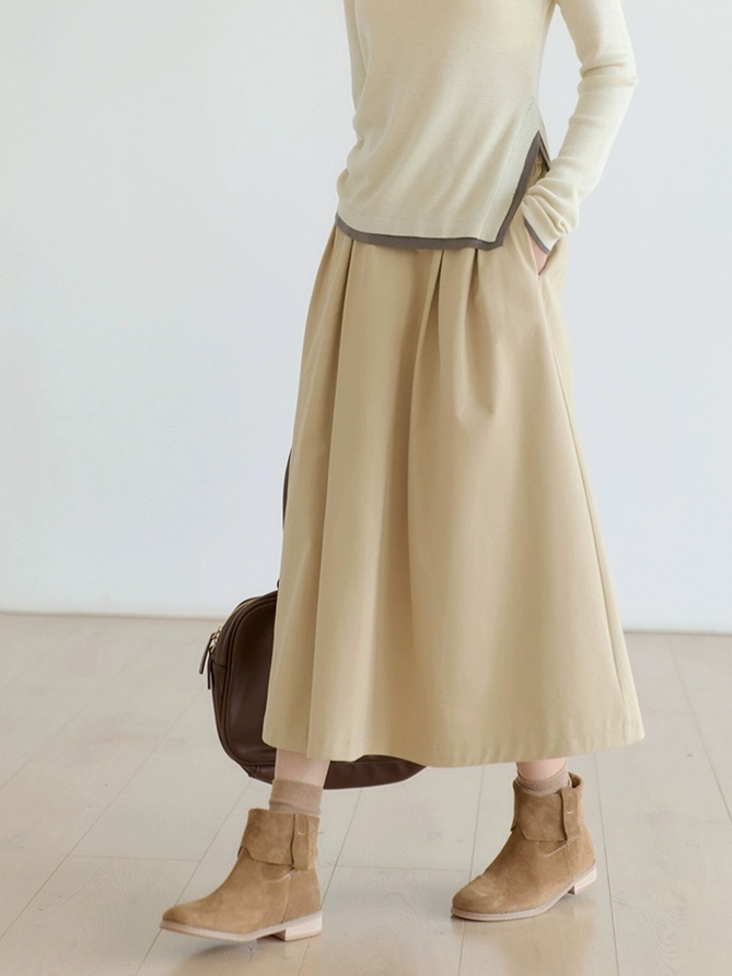 Hadriene Belted Cotton Skirt (Discounted-S, M, L size)-The Black Bow-