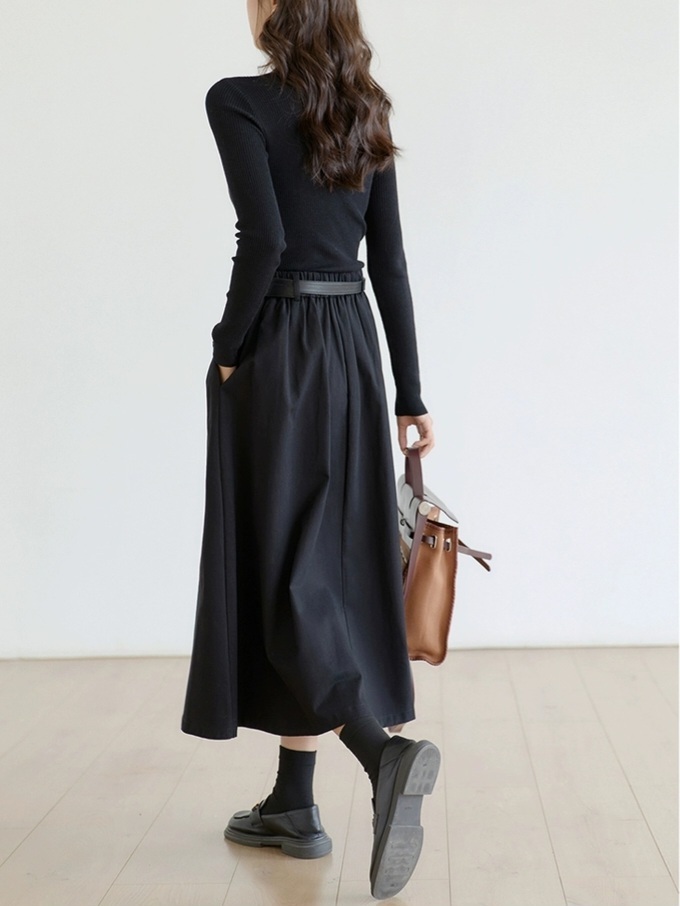 Hadriene Belted Cotton Skirt (Discounted-S, M, L size)-The Black Bow-