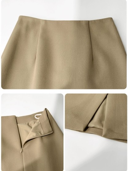 Gillette Back Slit OL Skirt (Discounted-S, M, L size)-The Black Bow-