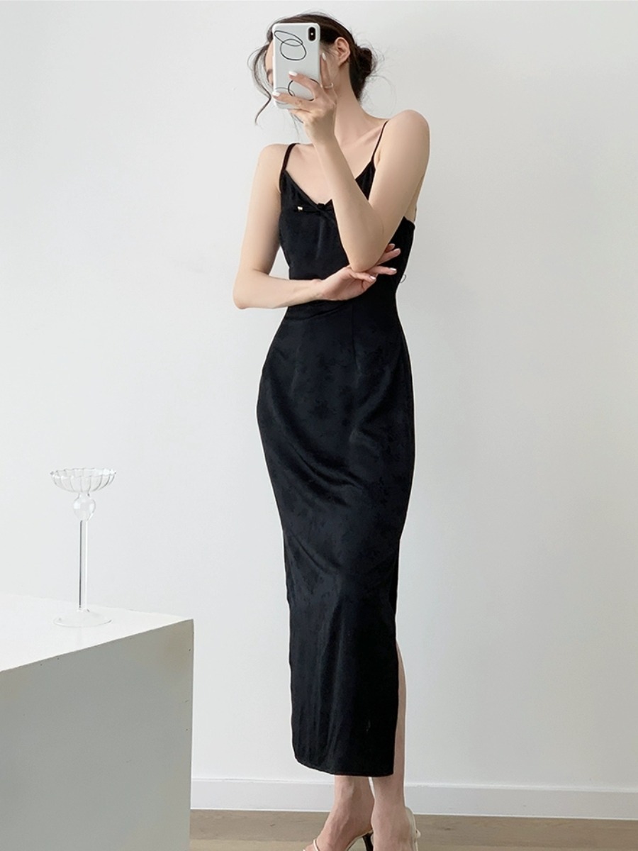 Xi Ai Oriental Cami Dress-The Black Bow-
