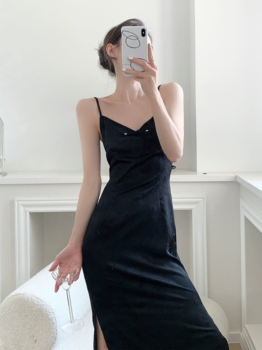 Xi Ai Oriental Cami Dress-The Black Bow-