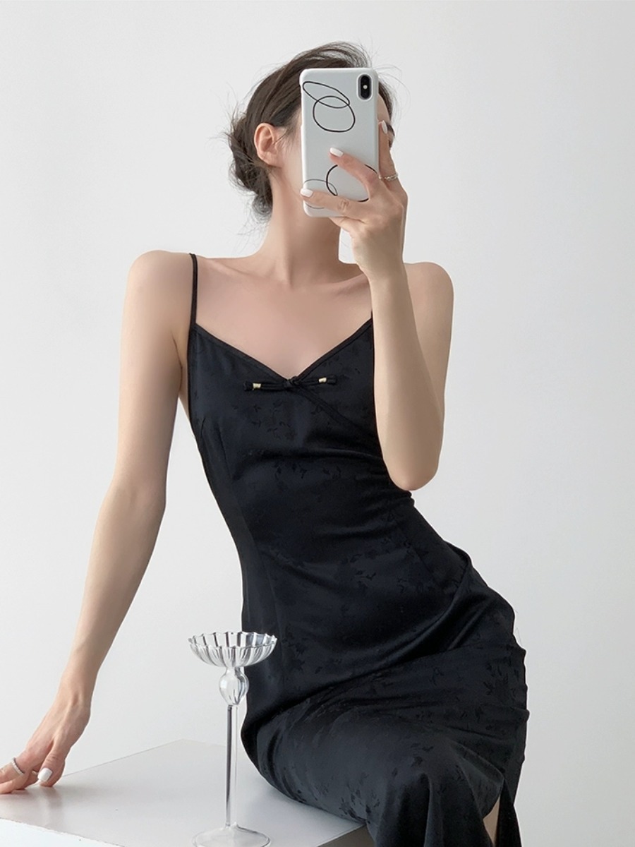 Xi Ai Oriental Cami Dress-The Black Bow-