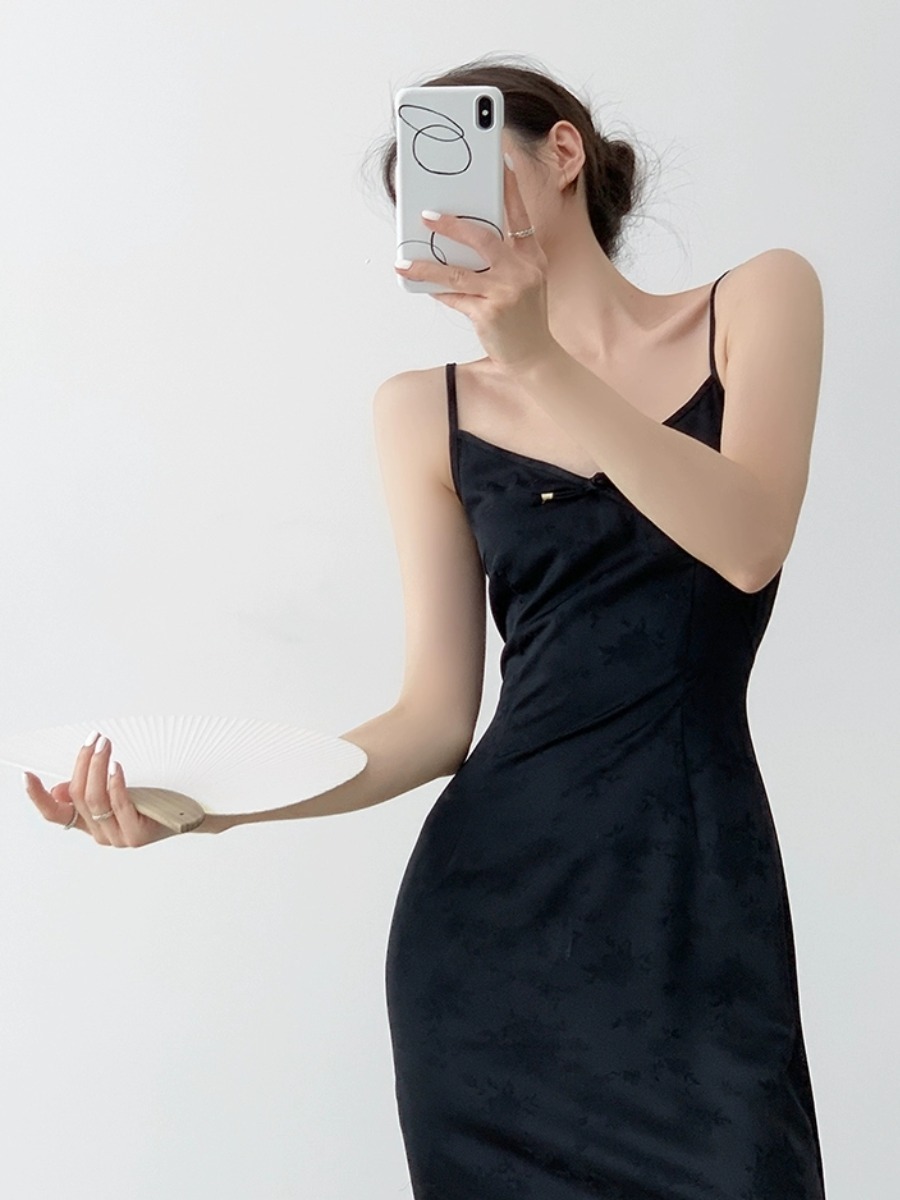 Xi Ai Oriental Cami Dress-The Black Bow-