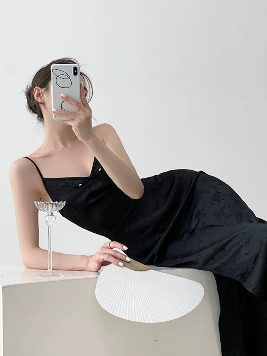 Xi Ai Oriental Cami Dress-The Black Bow-