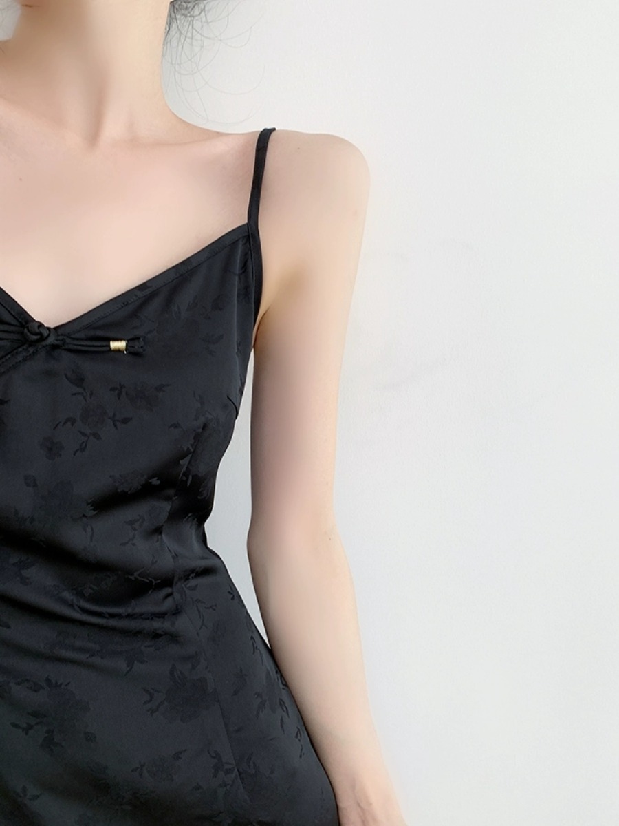 Xi Ai Oriental Cami Dress-The Black Bow-
