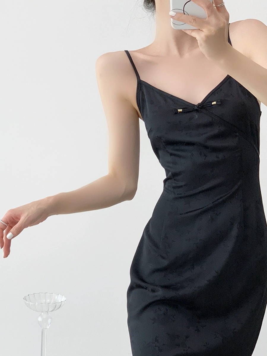 Xi Ai Oriental Cami Dress-The Black Bow-