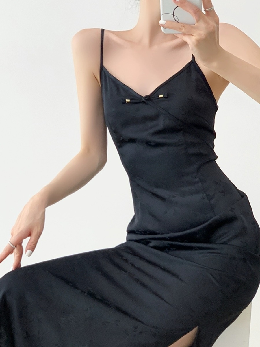 Xi Ai Oriental Cami Dress-The Black Bow-