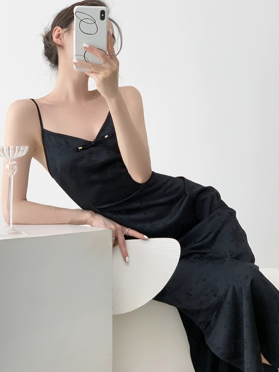 Xi Ai Oriental Cami Dress-The Black Bow-