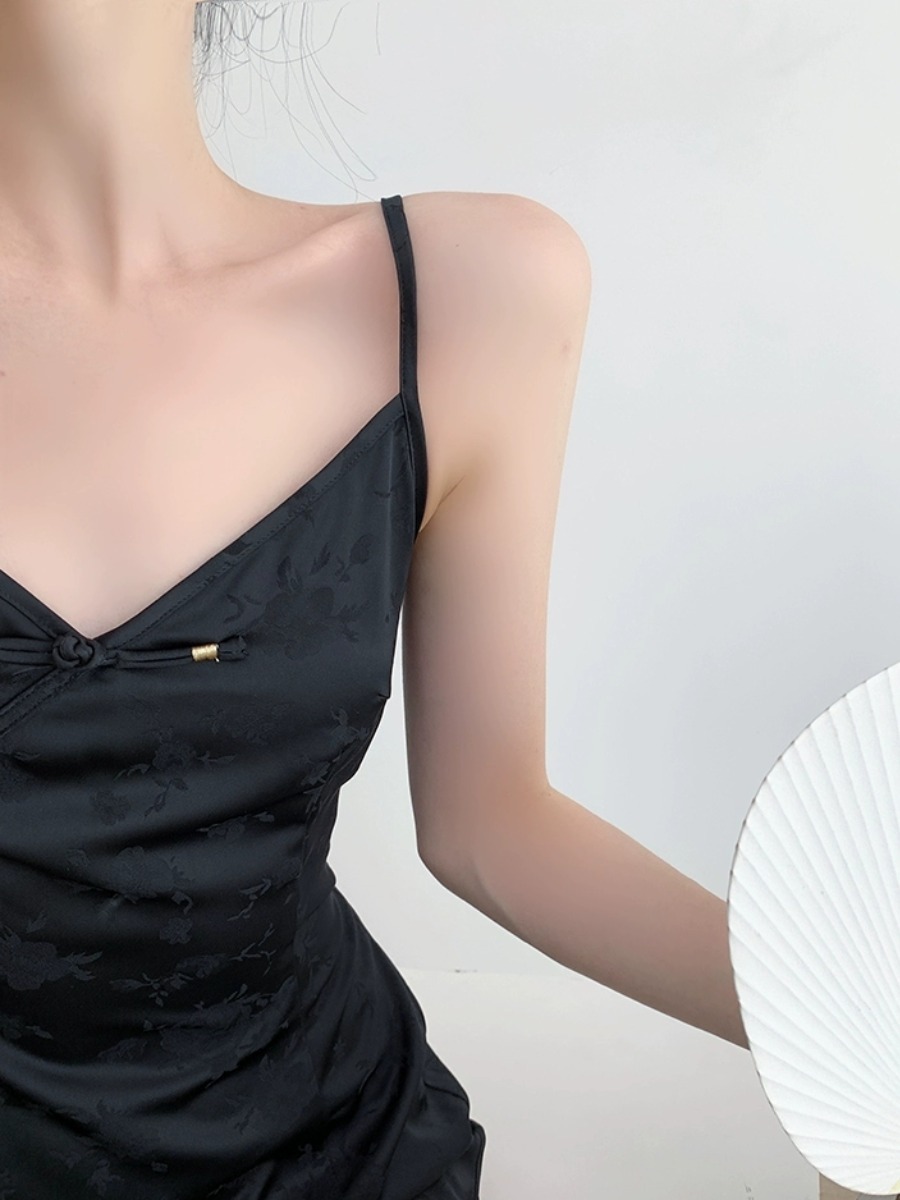 Xi Ai Oriental Cami Dress-The Black Bow-