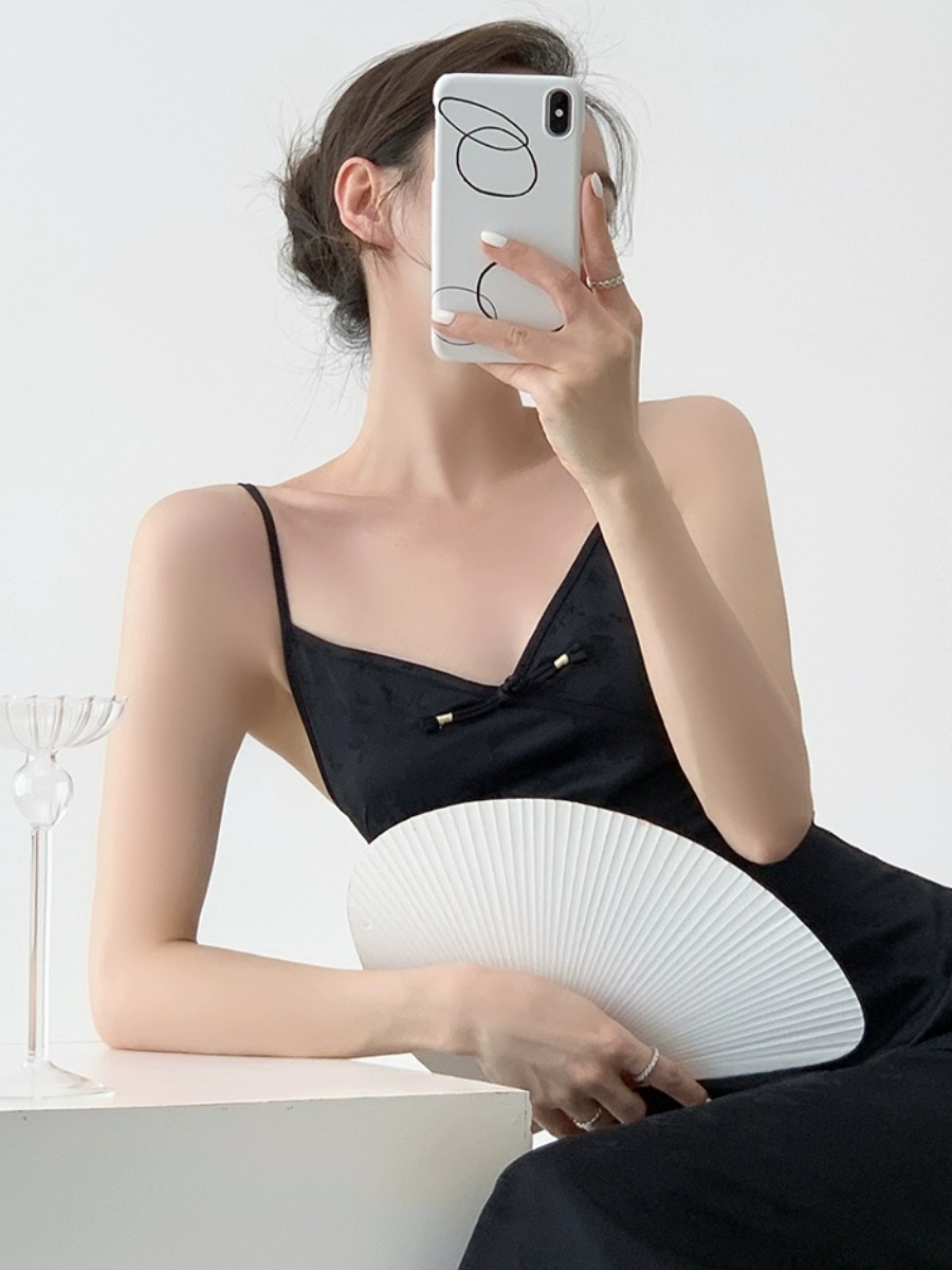 Xi Ai Oriental Cami Dress-The Black Bow-