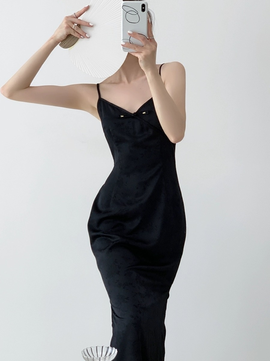 Xi Ai Oriental Cami Dress-The Black Bow-