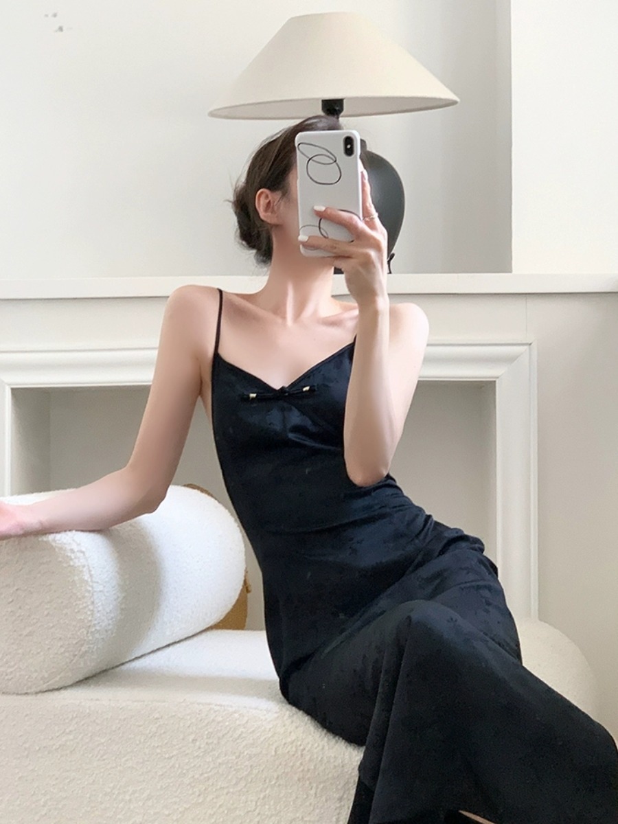 Xi Ai Oriental Cami Dress-The Black Bow-