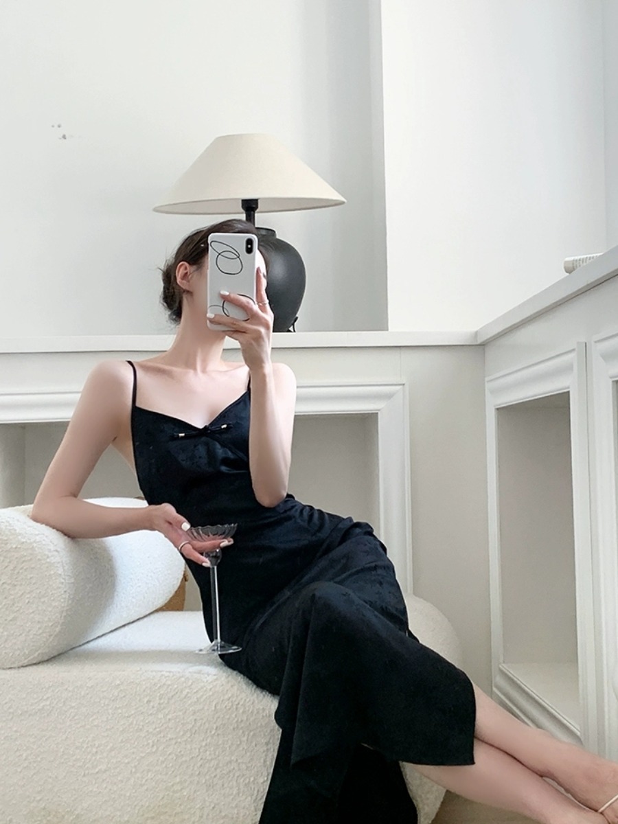 Xi Ai Oriental Cami Dress-The Black Bow-
