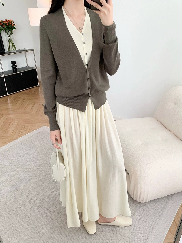 Ogna Fake Two Piece Knit Cardigan-The Black Bow-