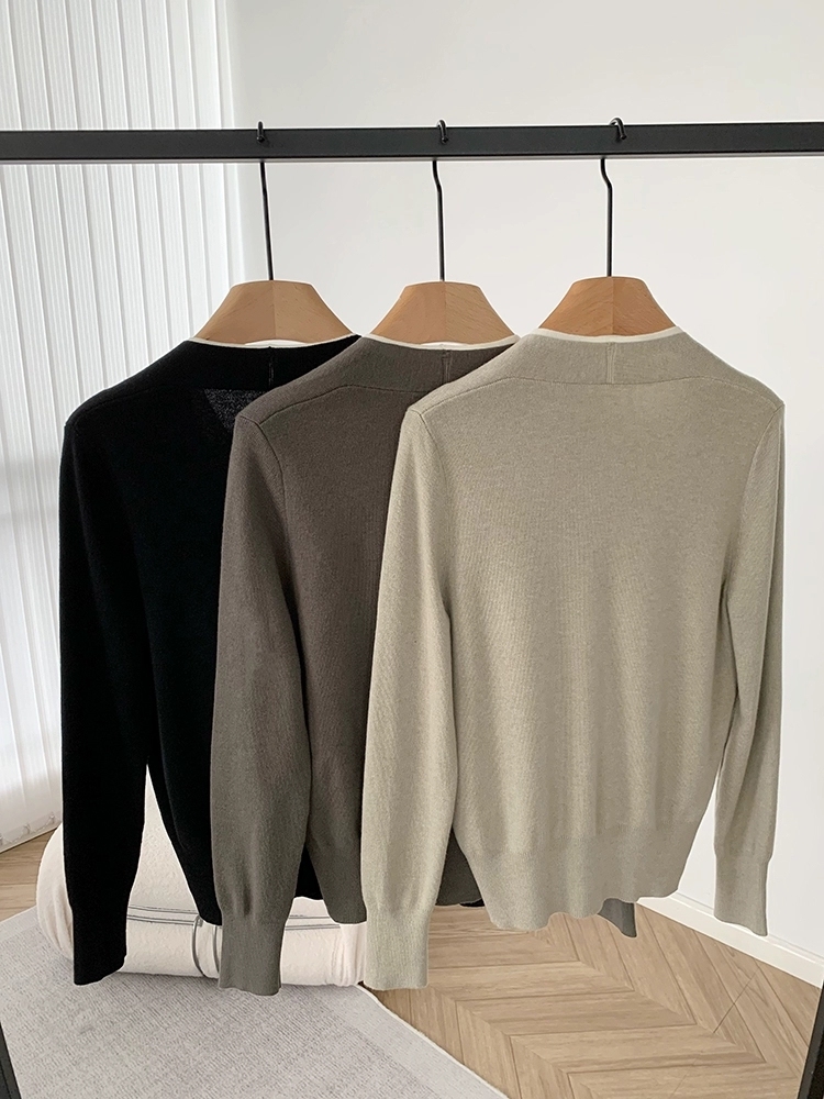 Ogna Fake Two Piece Knit Cardigan-The Black Bow-