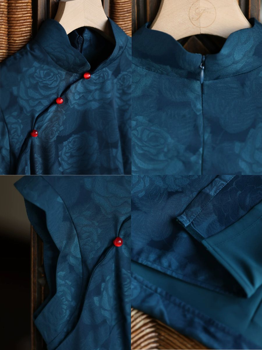 Yun De Floral Jacquard Ruffle Sleeve Cheongsam