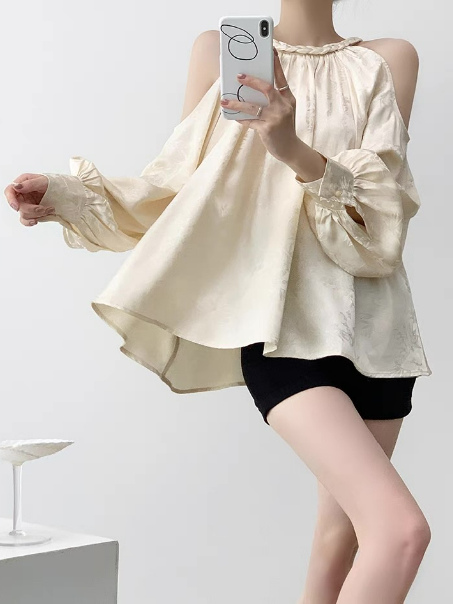 Xin Ing Cold Shoulder Oriental Top