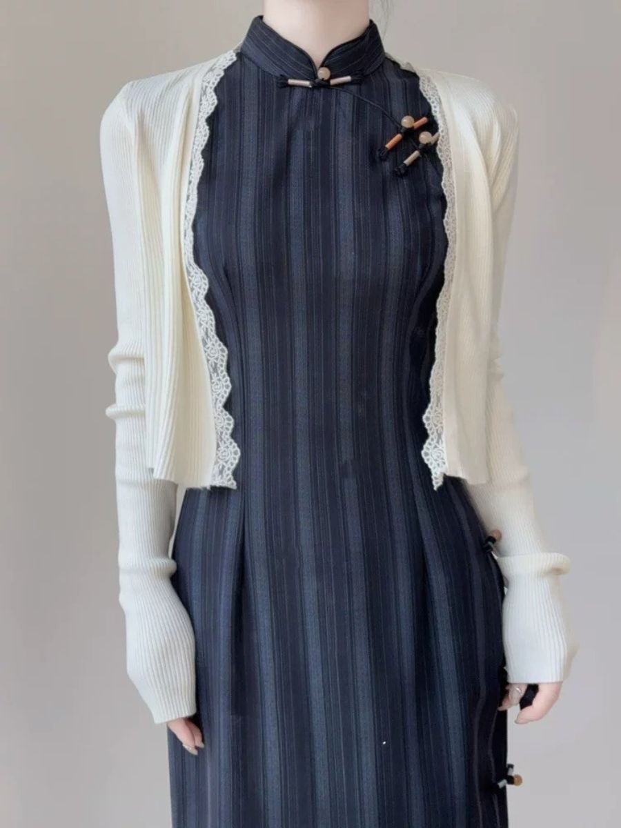 Lu Chun Lacey Trim Cardigan