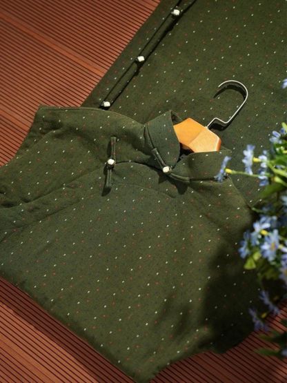 Lu Cang Cap SleevesPolka Dots Cheongsam