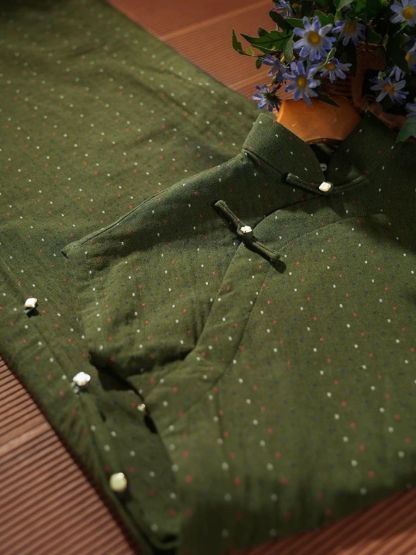 Lu Cang Cap SleevesPolka Dots Cheongsam