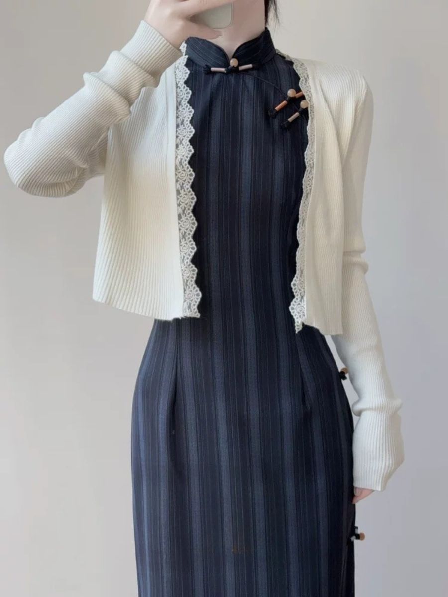 Lu Chun Lacey Trim Cardigan