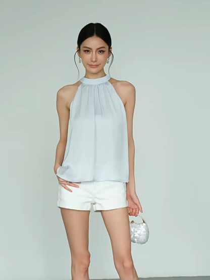 Rosalie Tie Back Halter Neck Flowy Top