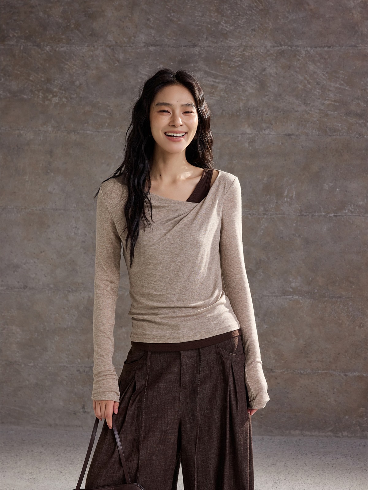 Helene Draped Long-Sleeve Top