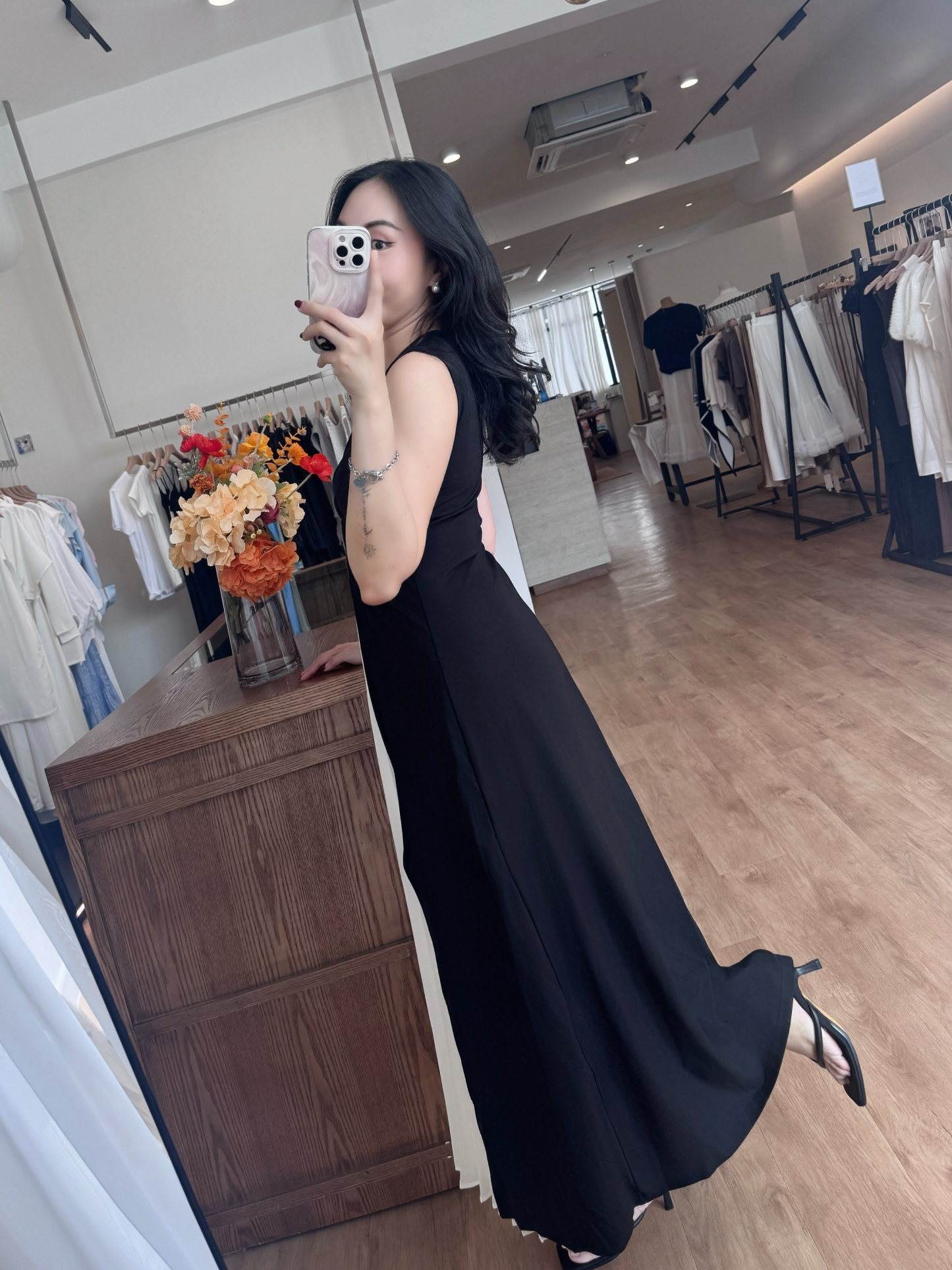 Channy Two-Piece Front Twist Color Block Maxi Dress