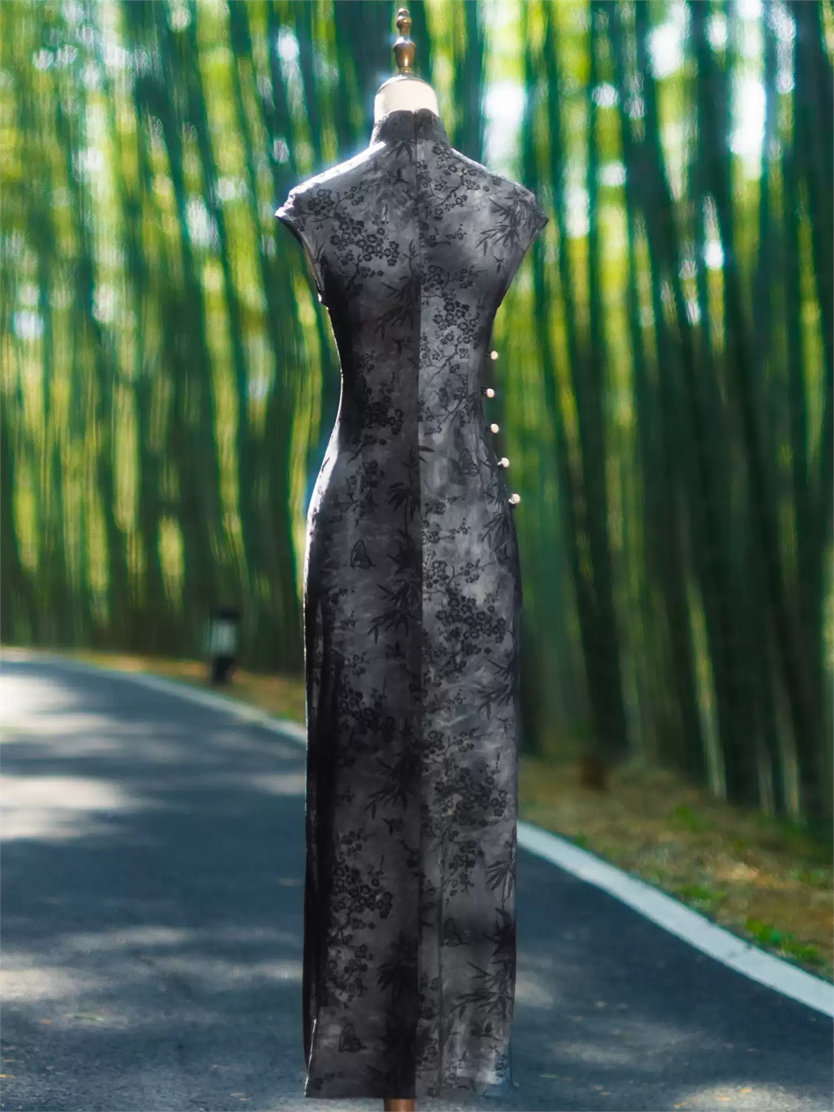Ya Cai Floral Jacquard Cap Sleeve Cheongsam