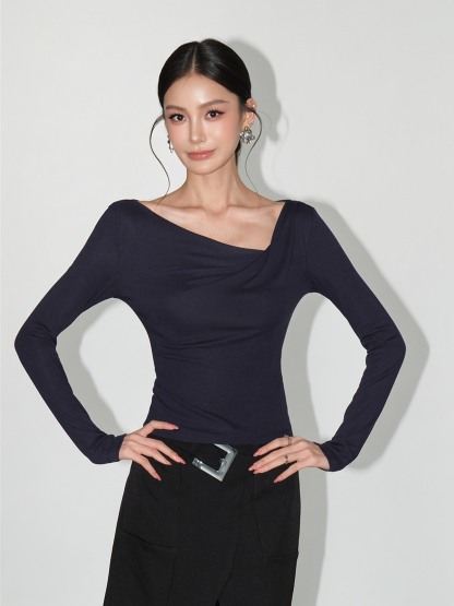 Larissa Asymmetric Ruched Long-Sleeve Top