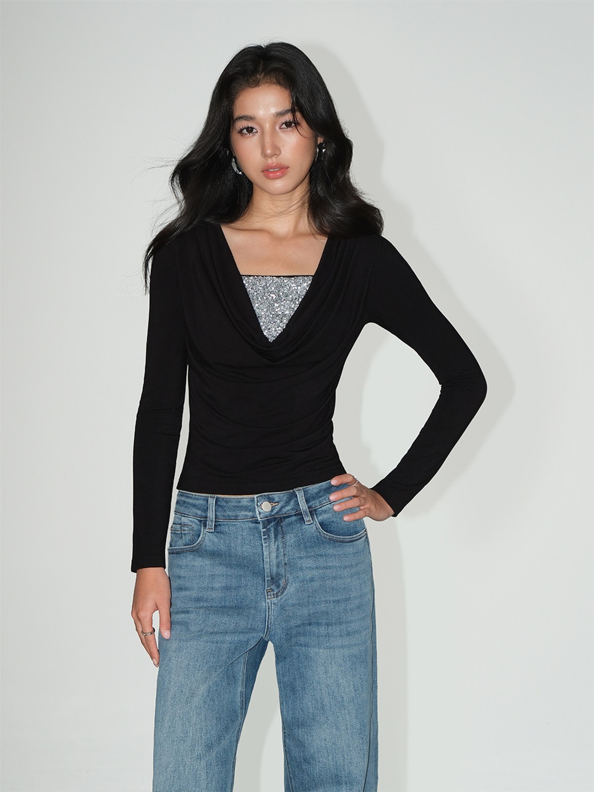 Lunara Sequin Camisole & Ruched Wrap Top