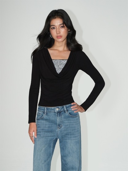Lunara Sequin Camisole & Ruched Wrap Top