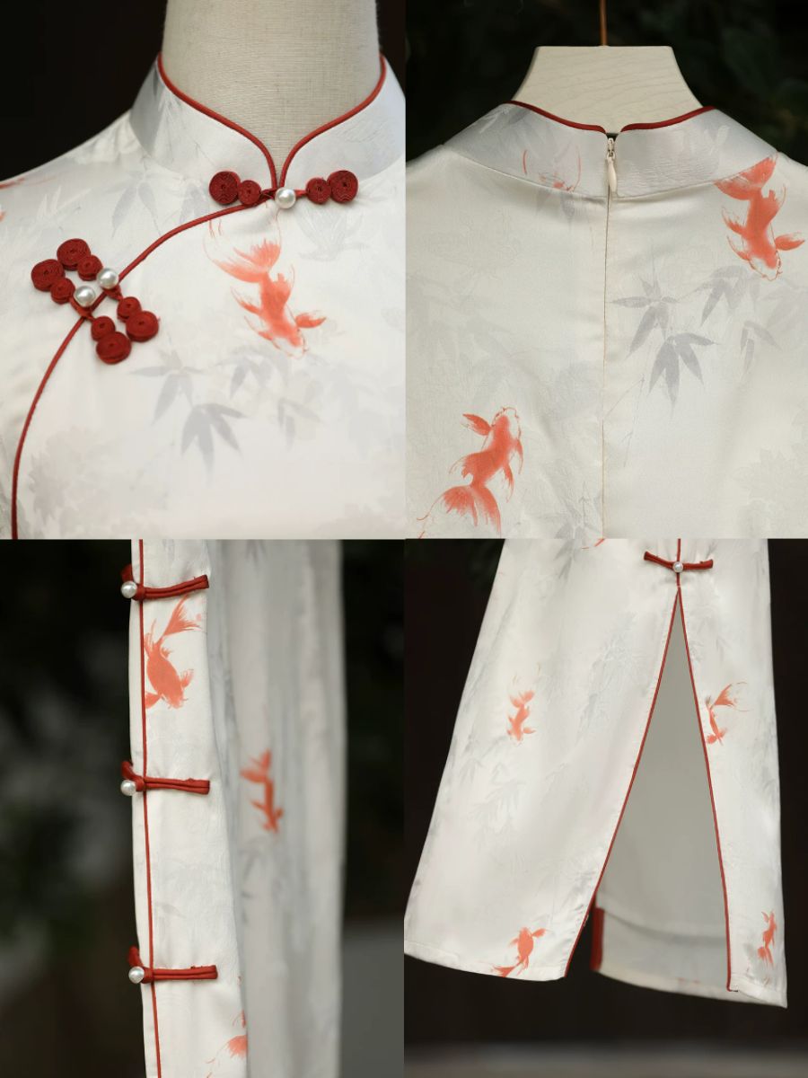 Yun Ce Koi Print Short Sleeve Cheongsam