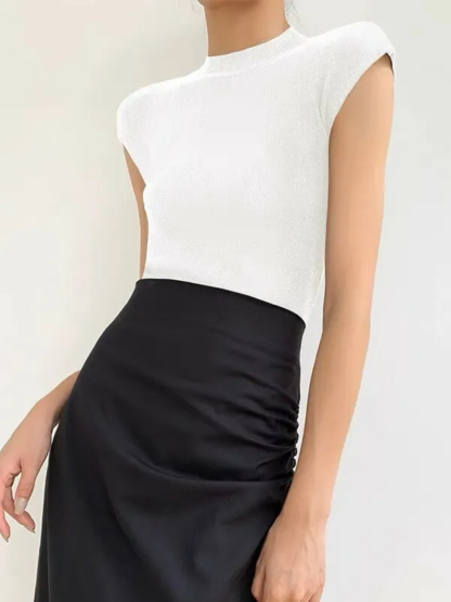 Mikeyla Cap Sleeve Knit Top-The Black Bow-