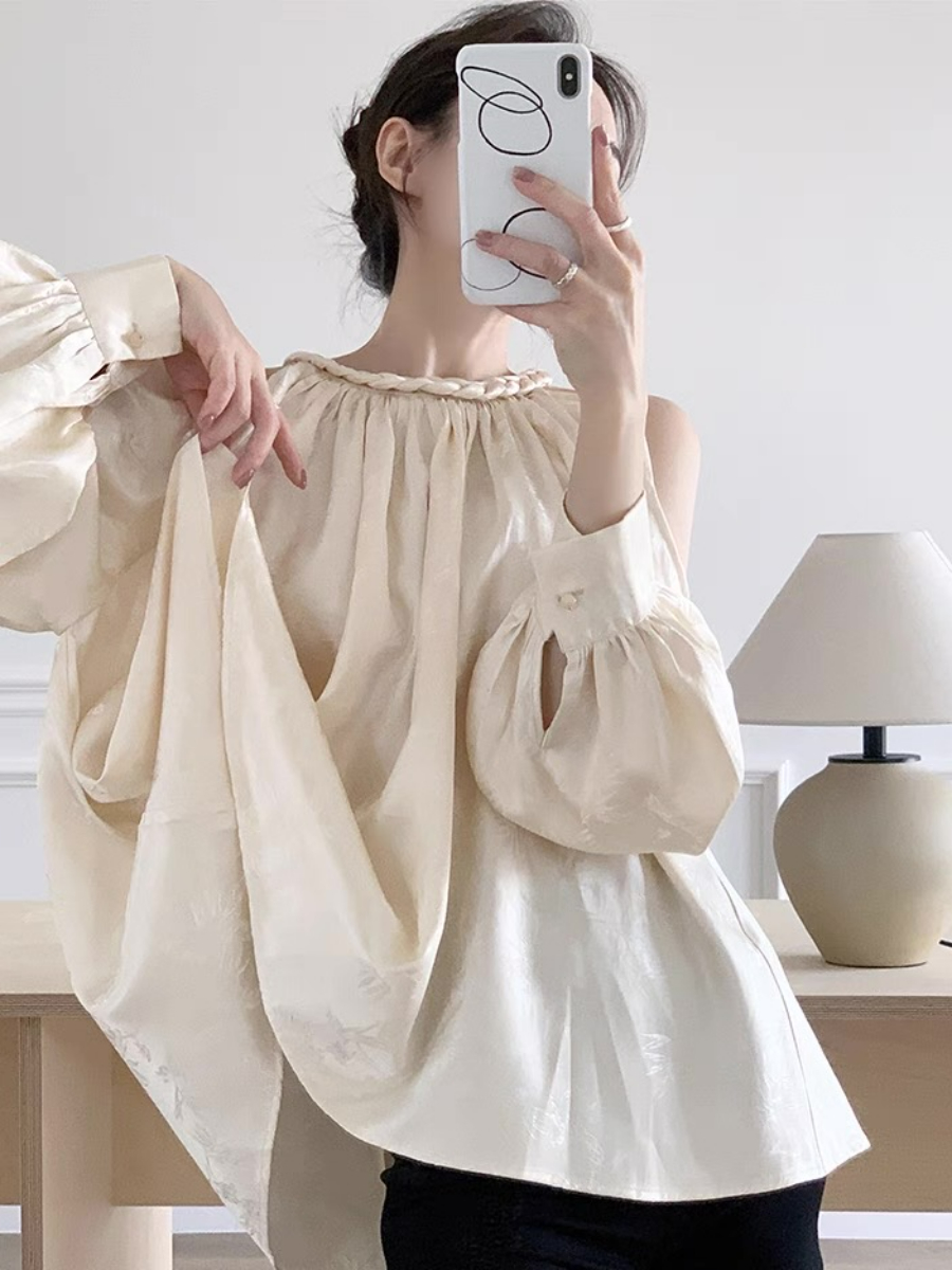 Xin Ing Cold Shoulder Oriental Top