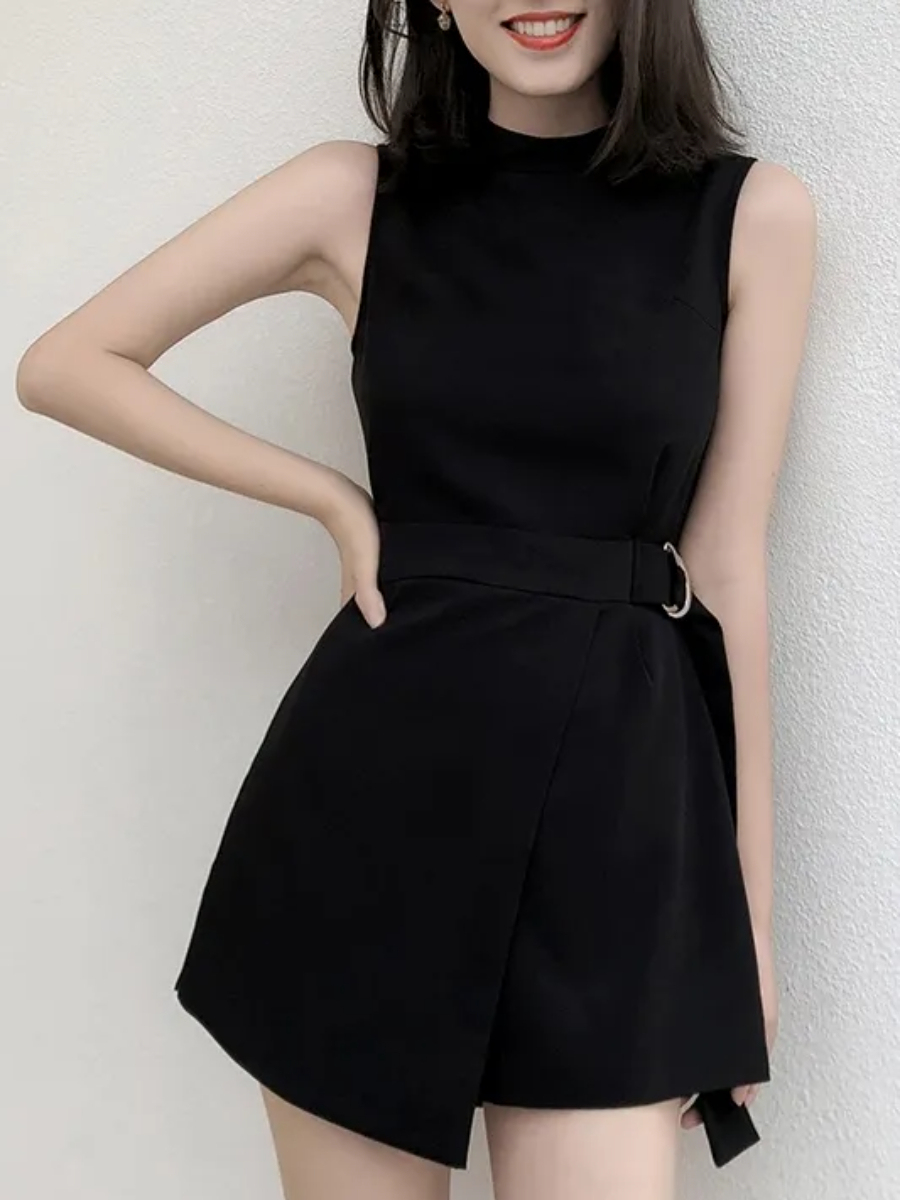 Leto Asymmetrical Belted Romper (Discounted-L size)