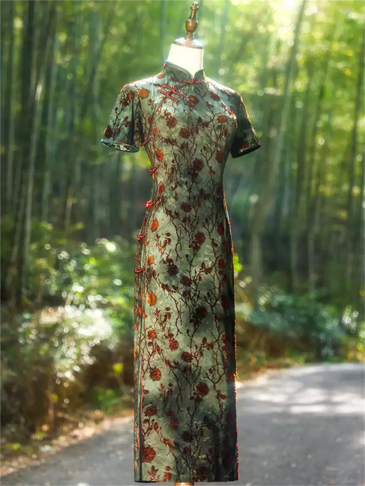 Yun Bi Floral Short Sleeve Cheongsam