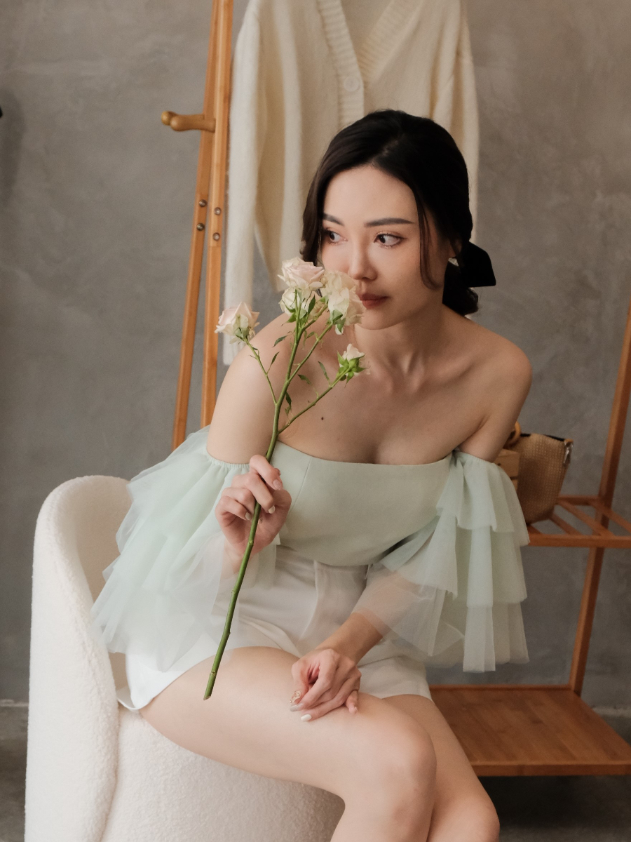 Tinsley Layered Mesh Sleeve Bustier Top-The Black Bow-