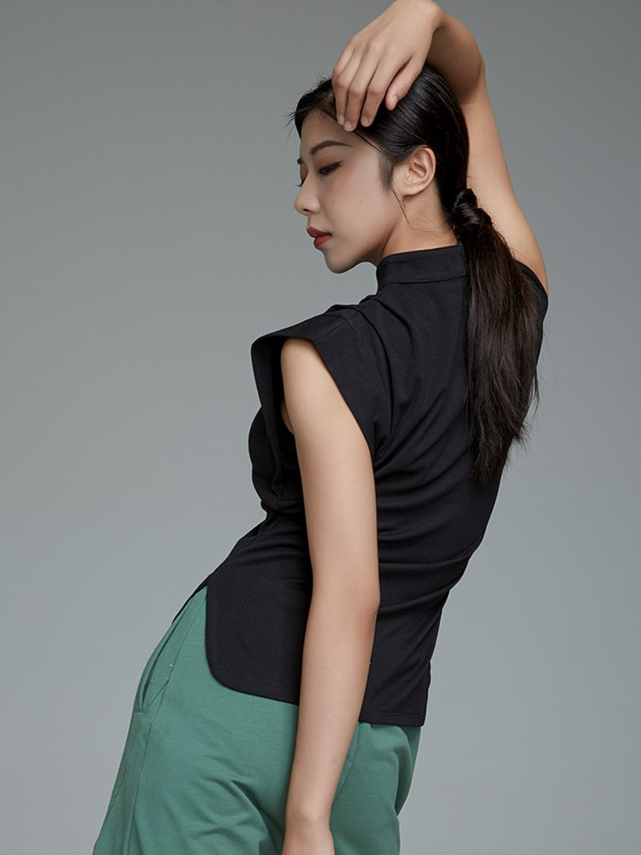 Lian Zi Pankou Oriental Top (Discounted-M Size)-The Black Bow-