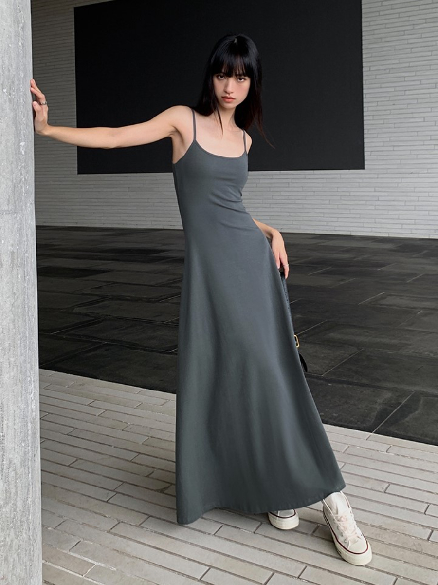 Unelly Cami Maxi Knit Dress (Padded & Non-padded）-The Black Bow-