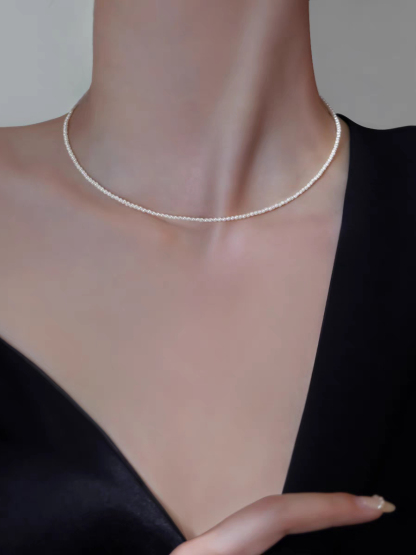 Waverly Delicate Pearl Choker/Necklace-The Black Bow-