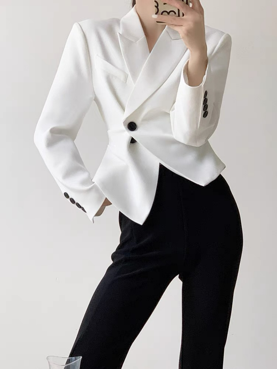 Nolan Single Button Blazer-The Black Bow-
